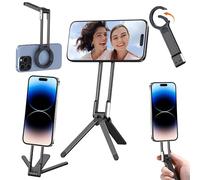 1 trépied Phione en alliage d'aluminium, mousqueton magnétique pour iPhone, rotation à 180° et aimant puissant pour poignée de bureau pour iPhone 17-12 (noir)