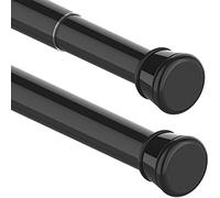 1 Tringle à rideaux télescopique sans perçage pour salle de bain, fenêtre, penderie, 83-175 cm, noir (diamètre 25 mm)