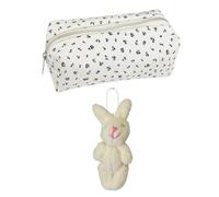 1 Trousse À Crayons À Fleurs Et 1 Pendentif Lapin, Sac De Papeterie Simple De Grande Capacité, Rangement Classifié Pratique, Le Tissu Est Résistant À l'usure Et Facile À Entretenir.