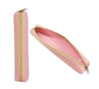 1 trousse à crayons blanche en tissu Oxford portable pour papeterie, stylo, crayon, articles de toilette (rose)