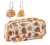 1 Trousse À Crayons Capybara, 2 Pendentifs Capybara, Jolie Trousse À Crayons En Forme D'Animal, Trousse À Crayons À Fermeture Éclair Multicouche, Sac De Rangement Polyvalent