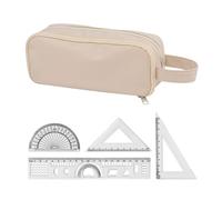 1 Trousse À Crayons Double Couche Et 1 Jeu De Règles, Grand Sac De Papeterie, Trousse À Crayons Pour Étudiant, Fournitures Scolaires, Sac De Papeterie Simple