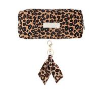 1 Trousse À Crayons Marron À Imprimé Léopard Et 1 Porte-Clés À Imprimé Léopard, Ensemble De Papeterie À La Mode, Trousse Simple Littéraire Et Artistique.