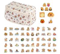 1 Trousse Capybara, 1 Broche Capybara, 55 Autocollants Capybara, 1 Bloc Note, 1 Pince Et 1 Pendentif, Jolie Papeterie Dessin Animé, Papeterie Étudiante