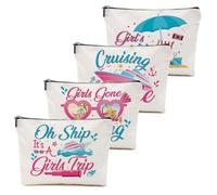1 trousse de maquillage 3 pièces 4 pièces pour filles, cadeaux de week-end, cadeaux d'amitié pour femme, meilleure mariée, 4 PC Cruise Trip 02, 9.6*7.1 inch