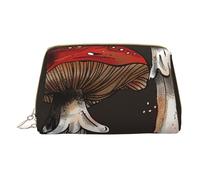 1 trousse de maquillage imprimée champignons rouges pour femme et maman, petite trousse de maquillage de voyage en cuir PVC, cadeau mignon, trousse de toilette avec fermeture éclair, blanc, Taille