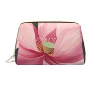 1 trousse de maquillage imprimée fleur de lotus pour femme et maman, grande trousse de maquillage de voyage en cuir PVC, cadeau mignon, trousse de toilette avec fermeture éclair, blanc, Taille unique,