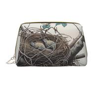 1 trousse de maquillage imprimée nid d'oiseaux pour femme et maman, grande trousse de maquillage de voyage en cuir PVC, cadeau mignon, trousse de toilette avec fermeture éclair, blanc, Taille unique,