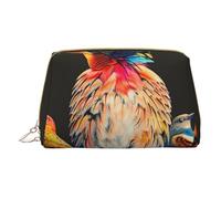 1 trousse de maquillage imprimée oiseau coloré pour femme, maman, petite trousse de maquillage de voyage en cuir PVC, cadeau mignon, trousse de toilette avec fermeture éclair, blanc, Taille unique,