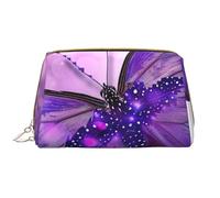 1 trousse de maquillage imprimée papillon violet pour femme, maman, grande trousse de maquillage de voyage en cuir PVC, cadeau mignon, trousse de toilette avec fermeture éclair, blanc, Taille unique,