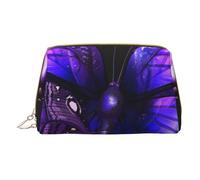 1 trousse de maquillage imprimée papillon violet pour femme, maman, petite trousse de maquillage de voyage en cuir PVC, cadeau mignon, trousse de toilette avec fermeture éclair, blanc, Taille unique,