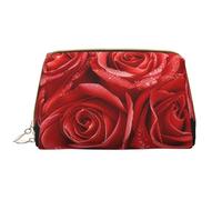 1 trousse de maquillage imprimée rose rouge pour femme et maman, grande trousse de maquillage de voyage en cuir PVC, cadeau mignon, trousse de toilette avec fermeture éclair, blanc, Taille unique,