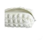 1 trousse de maquillage, trousse de maquillage, trousse à crayons de couleur unie, sac à oreiller, fournitures scolaires, boîte de papeterie, organisateur de cosmétiques, blanc, Taille unique