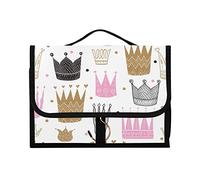 1 trousse de toilette à suspendre sans couture avec couronnes de princesse sur blanc - Organiseur de maquillage portable avec crochet