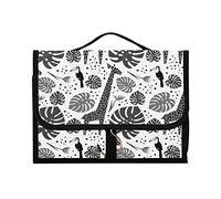 1 trousse de toilette à suspendre sans couture avec motif animaux de la jungle, girafe, toucan, plantes tropicales, feuilles de palmier, trousse de toilette portable avec crochet