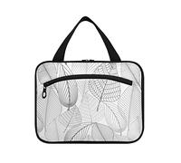 1 trousse de toilette de voyage à suspendre avec poignées, organiseur de maquillage portable, trousse de rangement pour pinceaux de maquillage, maquillage portable, silhouettes de feuilles dorées