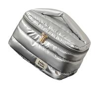 1. Trousse de voyage spacieuse pour femme en polyester avec plusieurs compartiments, étanche et pliable, Grand sac fourre-tout argenté, Taille unique