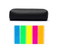 1 Trousse Noire, 1 Jeu D'Autocollants D'Index, Trousse Noire, Trousse Adulte, Trousse En Cuir, Petite Trousse, Mini Trousse