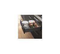 Emuca - Kit système tiroir cuisine et salle de bain avec panneaux, coulisses à sortie totale, fermeture amortie, H178mm, module 450mm, profondeur 500mm, gris anthracite