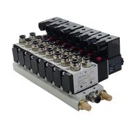 1 vanne électromagnétique à combinaison multi-voies 4V210-08 stations de collecteur CC 12 V 24 V AC 220 V avec raccords 5 ports 2 positions (AC110 V 4 mm, 2 stations)