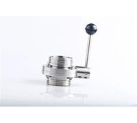 1 vanne manuelle en forme de T en acier inoxydable 304 | Électrovanne filetée SMS DIN for applications à filetage externe ISO(SMS thread 63)