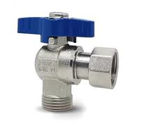 1 vanne triangulaire de séparation d'eau DN20 3/4" femelle à double pivot for chauffe-eau - Construction robuste en laiton HPB58(Blue Handle)