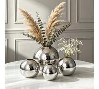 1 Vase en céramique argenté avec boule, décoration de maison, pot à fleurs artisanal, vase hydroponique, cadeau de décoration pour la maison L,M,Sporcelaine