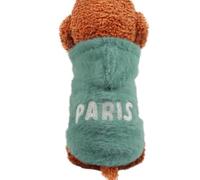 1 vêtement pour animal de compagnie, chat, chien, automne et hiver, épais, chaud, motif lettre parisienne, manteau adapté pour les chiens de petite et moyenne taille (M, vert)