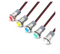 1 voyant LED métallique de 12 mm, compatible avec les tensions d'alimentation 3 V, 6 V, 12 V, 24 V et 220 V (rouge, vert, jaune, blanc, bleu).(RED3-6VACDC)