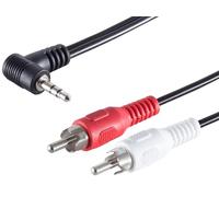 1 x 1,5 m - Fiche jack coudée 3,5 mm vers 2 fiches RCA mâles RCA - Connecteurs moulés - Contacts nickelés - Parfait pour HiFi, TV et haut-parleurs