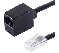 1 x 10 m - Fiche Western 8/8 / connecteur Western 8/8 10 m - Fiche RJ45 - Coupleur RJ45, câble plat 8 fils, contacts plaqués or, noir