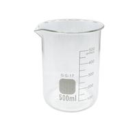 1 x 100/25/250 ml/150 ml/200 ml verre en borosilicate G3.3, forme basse, laboratoire de chimie, paroi épaisse, résistant à la chaleur, gradué, bécher gradué (500 ml)