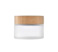 1 x 100 g 100 ml flacon vide en verre laiteux translucide, rond, pot de crème, récipient de conservation cosmétique, flacon pour articles de toilette avec couvercle en bois naturel, doublure