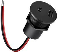 1 X 12 V Usb C Socket For Camper Motorhome,Aluminium,Dual Usb C Charger 12 Volt Car Pd3.0 And Qc3.0 Quick Charge For Boat Marine Truck Caravan,1 Piece