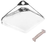 1 x 2 m Transparent Tarpaulin with Eyelets 400 g/m² Waterproof PVC Tarpaulin Outdoor Protective Tarpaulin with 10 m Rope for Gardens,Greenhouses,Plants,Pools,Garages