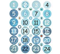 1 x 24 Autocollants Calendrier de l'avent, Chiffres pour Calendrier de l'avent, Stickers Calendrier de l'avent, pour Calendrier de l'avent, Sacs en Tissu, DIY, Coffrets Cadeaux