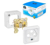 1 x 3 Hole Aerial Socket Gold Plated Connectors (SAT/TV/Radio) for Coaxial Cable and Full HD TV Aerial - Analogue - Surface Mount