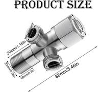 1 x 304 stainless steel square valve with 2 outlets,water connection,angle valve,double stainless steel valve for 1/2 inch wall thread,double angle valve,