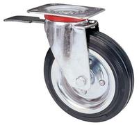 1 X A/ZINC/CAOUTCHOUC NOIR D.MM 100X30 P.MM 100X85 ROUE DE FOURCHE PIVOTANTE + BUTÉE 80 VO