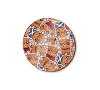 1 x Aimant rond Vache Highland - Bétail écossais animal dessin animé mignon motif réfrigérateur magnétique voyage vacances femmes hommes #82014