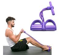 1 x Bande de résistance avec pédales, corde à tirer pour crunchs avec repose-pieds, exerciceur de pédale pour fitness, bande élastique de fitness pour l’entraînement de la taille, des jambes, des