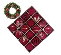 1 x Christmas Balls Ornaments Set | 24 x 24 x 6 cm Elegant Winter Holiday Hangable - Christmas Tree Flocking Ball - Home Decor Accessories, For Fireplace Window Door Wall Living Room Bedroom Balcony