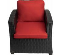 1 x Coussin d'assise en polycarbonate 56x52x7+56x50 Coussin de dossier extérieur pour chaises de jardin Coussin de jardin sur rotin rouge