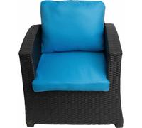 1 x Coussin d'assise en polycarbonate 56x52x7+56x50 Coussin de dossier extérieur pour chaises de jardin Coussin de jardin pour meubles en rotin Bleu