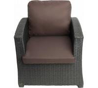1 x Coussin d'assise en polycarbonate 56x52x7+56x50 Coussin de dossier extérieur pour chaises de jardin Coussin de jardin sur rotin Marron