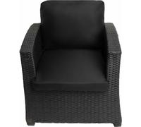 1 x Coussin d'assise en polycarbonate 56x52x7+56x50 Coussin de dossier extérieur pour chaises de jardin Coussin de jardin sur rotin noir
