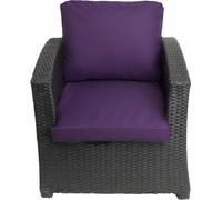 1 x Coussin d'assise en polycarbonate 56x52x7+56x50 Coussin dorsal d'extérieur pour chaises de jardin Coussin de jardin sur rotin Violet