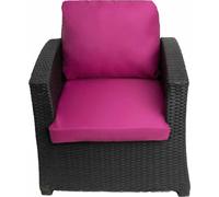 1 x Coussin d'assise en polycarbonate 56x52x7+56x50 Coussin dorsal d'extérieur pour chaises de jardin Coussin de jardin sur rotin Rose