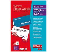 1 X DECAdry Réf OCB3713-3 Lot de 132 marque-places à plier 200g/m² 6 par feuille A4 dimensions pliés 85 x 46 mm