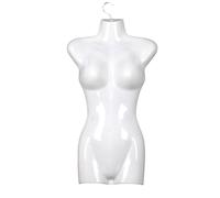 1 torse féminin - 66 cm - Torse femme en plastique - Haut du corps semi-plastique de couleur blanche - Buste mannequin - Body pour femme en semi-plastique - Figurine de poupée - Mannequin de vitrine